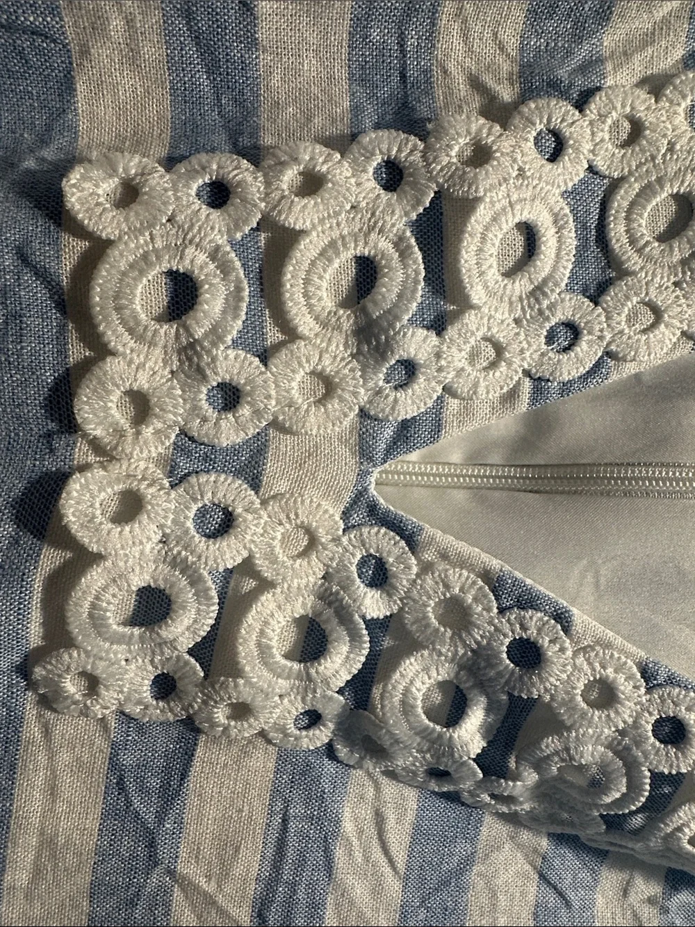 Eliza J Light Blue White Striped Sleeveless Eyelet Trim Dress